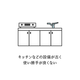 キッチンなどの設備が古く使い勝手が良くない